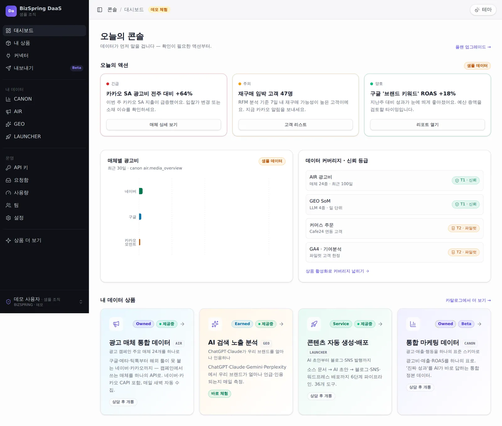 DaaS 콘솔 · 대시보드