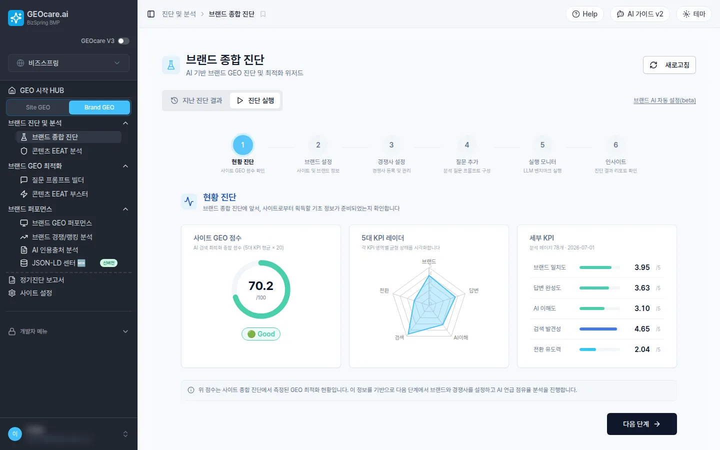 GEOcare · 브랜드 종합 진단