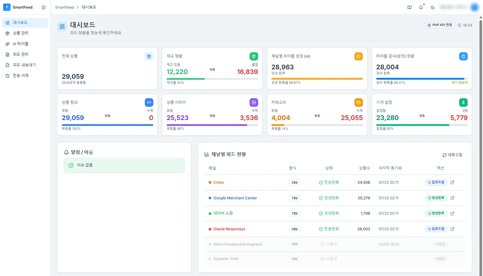 SmartFeed · 대시보드